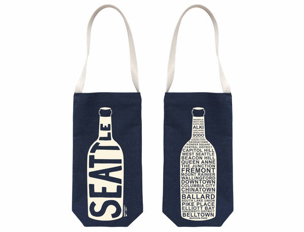 Seattle Single Wine Totes - USA Made Cotton Canvas Bag