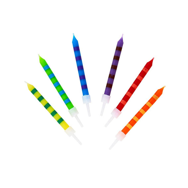 Striped Multicolor Candles - 24 Pack | Cake Candle