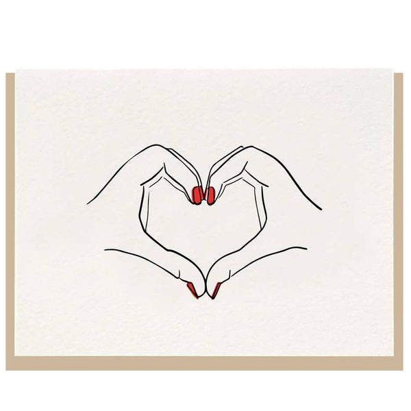 Heart Hands - Letterpress Love Greeting Card