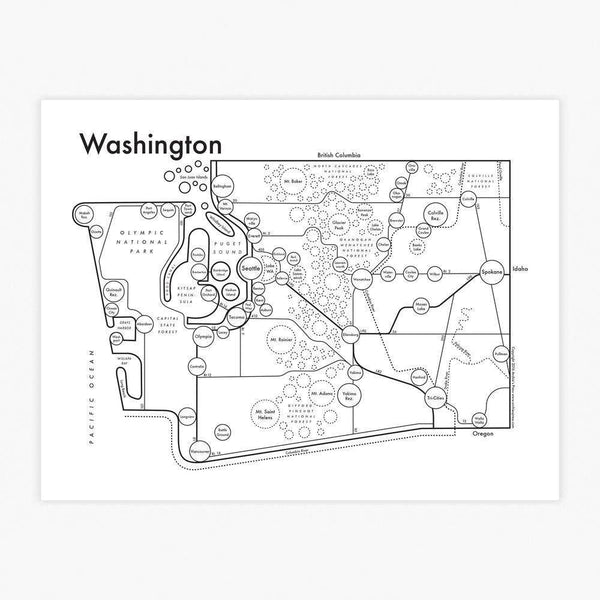 Washington State Map Print