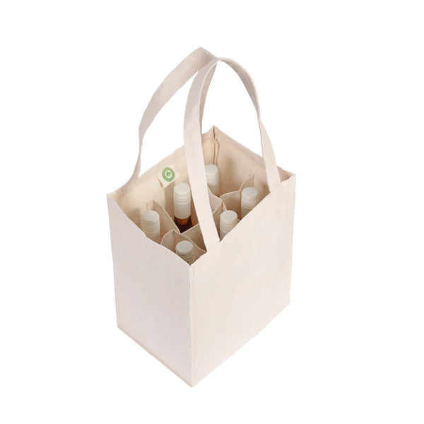Canvas Wine Tote Bag — 6 Bottle Wine Carrier