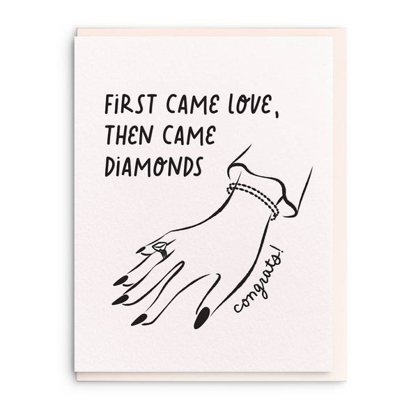 Diamonds, Letterpress Engagement Greeting Card