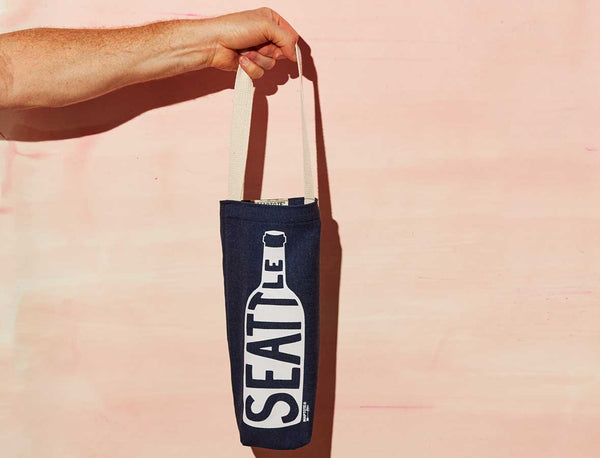 Seattle Single Wine Totes - USA Made Cotton Canvas Bag