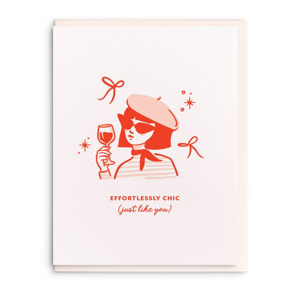 Effortlessly Chic, Letterpress Friendship Greeting Card