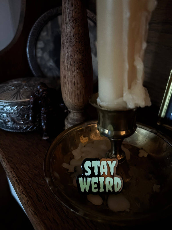 Glow-in-the-Dark Stay Weird Enamel Pin