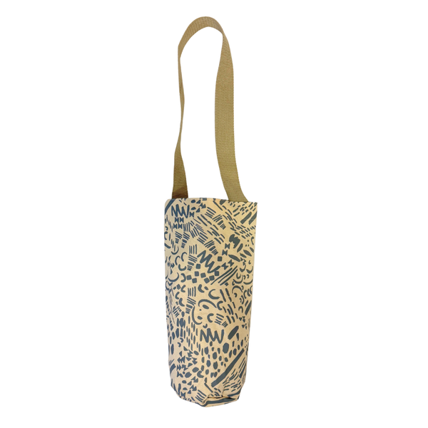 The Wine Tote - Dashes & Moons - Warm Grey - Natural