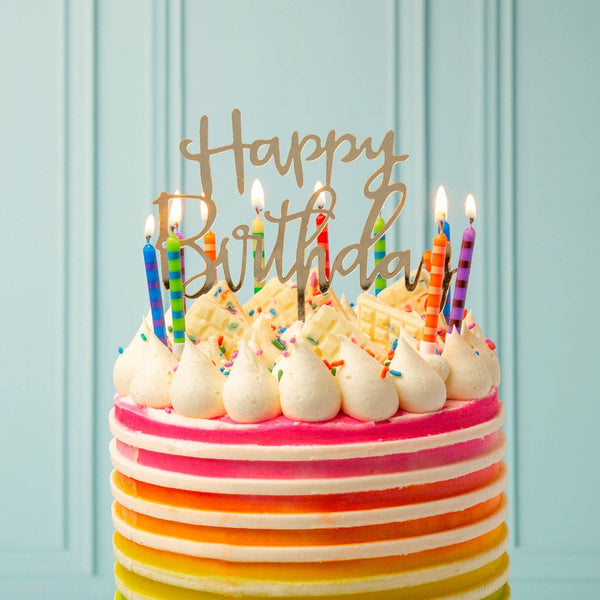 Striped Multicolor Candles - 24 Pack | Cake Candle