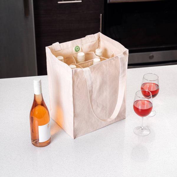 Canvas Wine Tote Bag — 6 Bottle Wine Carrier