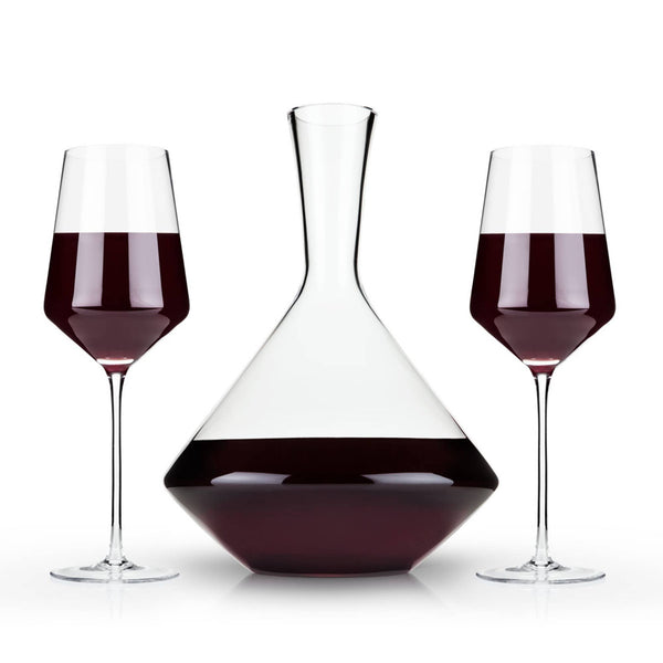 Raye™ Angled Crystal Decanter and Wine Glasses Set of 3