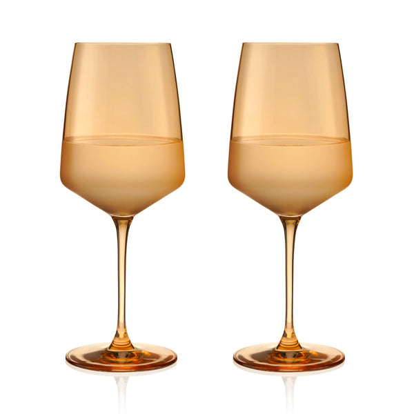 Reserve Nouveau Crystal Wine Glasses in Topaz Set of 2