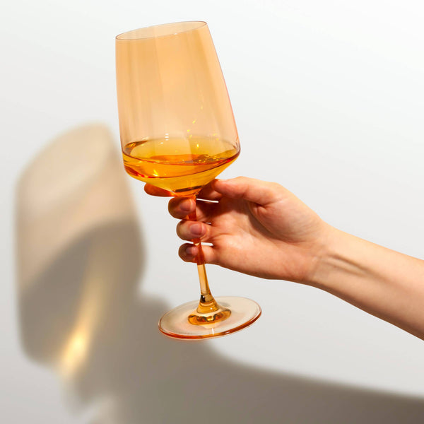 Reserve Nouveau Crystal Wine Glasses in Topaz Set of 2