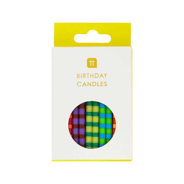 Striped Multicolor Candles - 24 Pack | Cake Candle