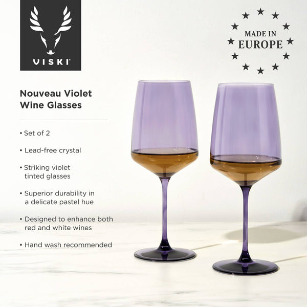 Reserve Nouveau Crystal Wine Glasses in Violet Set of 2