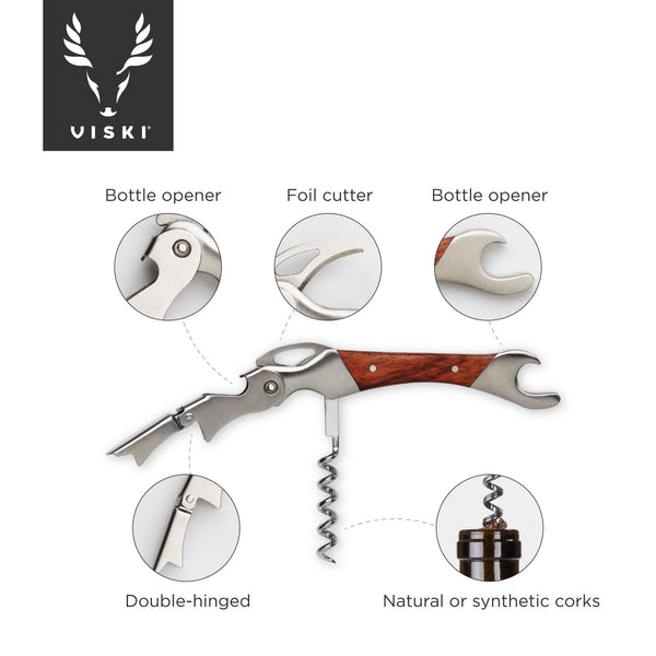 Admiral™ Rosewood DoubleHinged Corkscrew and Foil Cutter