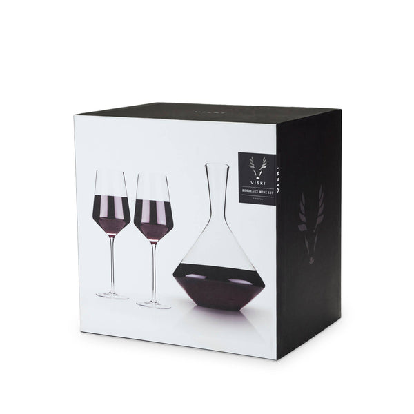 Raye™ Angled Crystal Decanter and Wine Glasses Set of 3