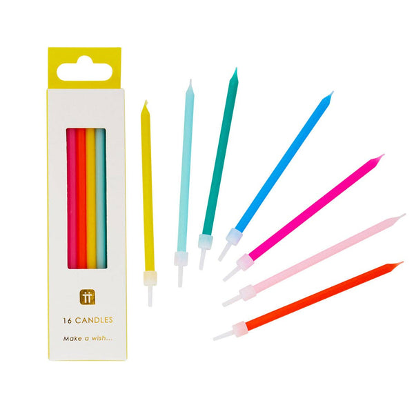 Rainbow Birthday Candles - 16 Pack | Cake Candle