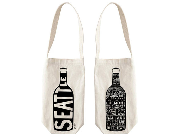 Seattle Single Wine Totes - USA Made Cotton Canvas Bag