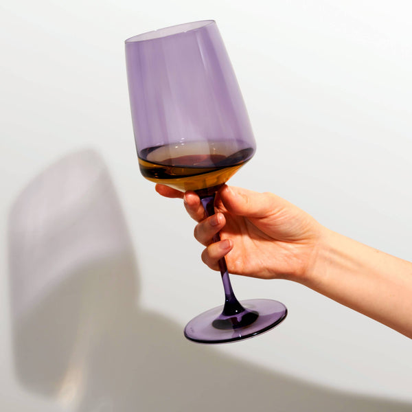 Reserve Nouveau Crystal Wine Glasses in Violet Set of 2
