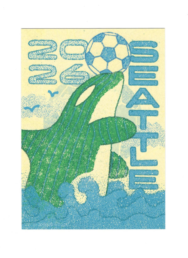 Orca Makes a Pass - Seattle Soccer Postcard