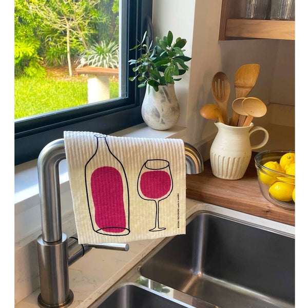 Red Wine Swedish Dishcloth - Reusable Sponge Cloth