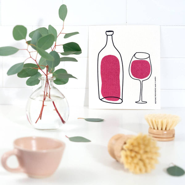 Red Wine Swedish Dishcloth - Reusable Sponge Cloth