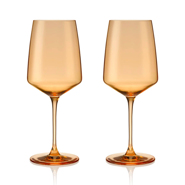 Reserve Nouveau Crystal Wine Glasses in Topaz Set of 2
