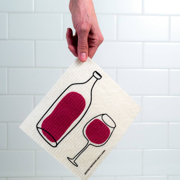 Red Wine Swedish Dishcloth - Reusable Sponge Cloth